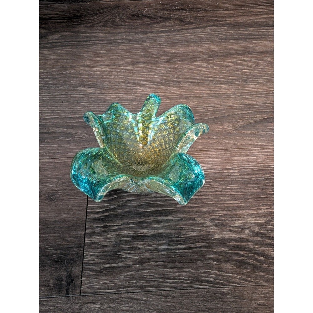 Vintage Italian Murano Art Glass Bowl / Turquoise